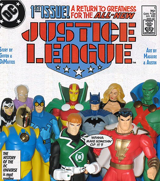 Justice League #1 reenactment with action figures